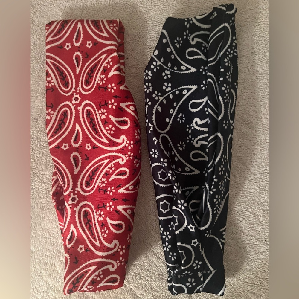 Paisley Print Head Bands - Red and Black